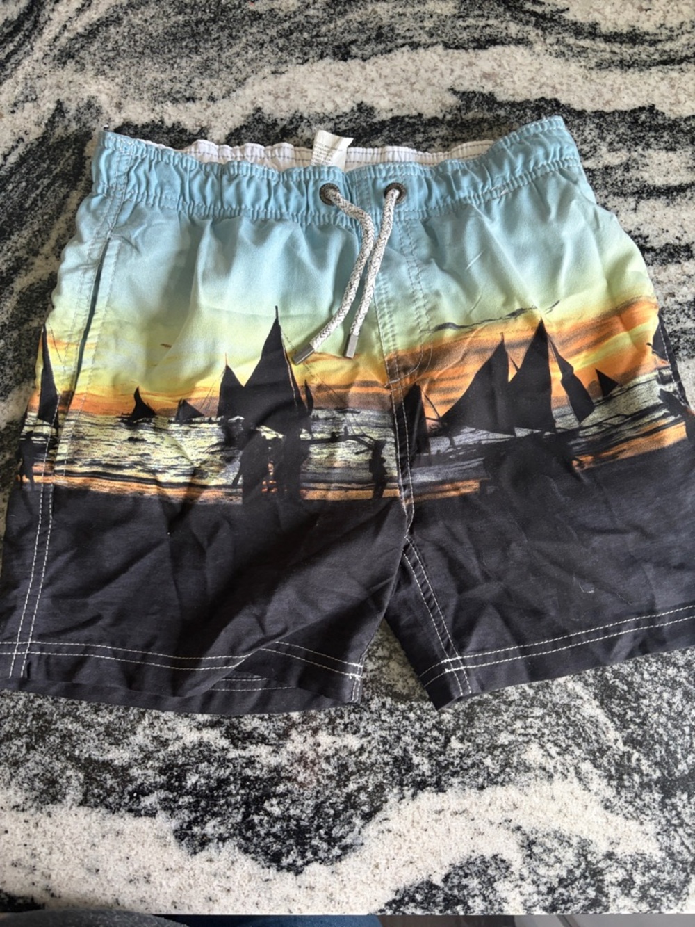 Boys Islandhaze swim trunks size L 14 boat island shorts  with liner & pockets